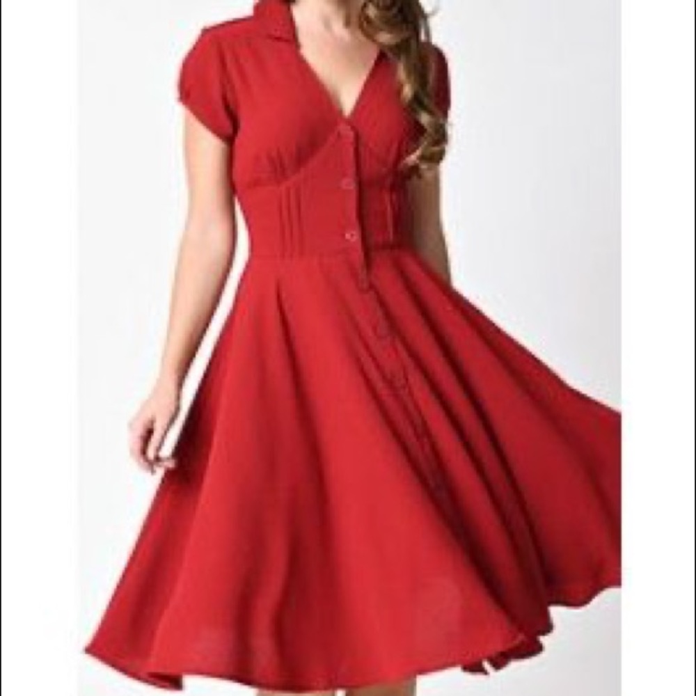 Red Button Down Hell Bunny Vixen Retro Dress